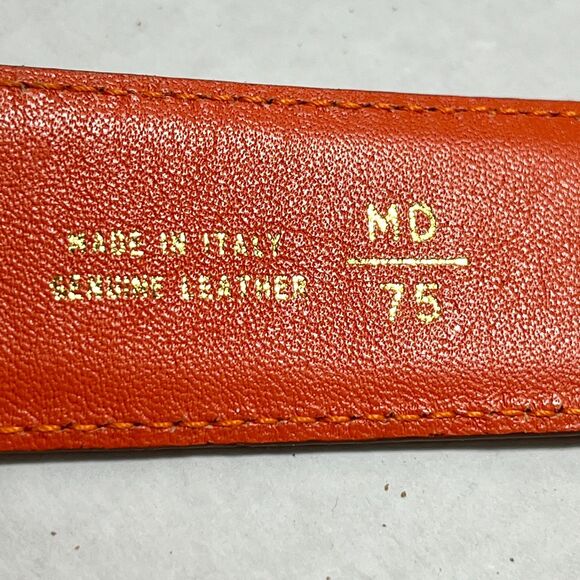 Vintage Paloma Picasso Italian Leather Womens Belt Size S M 30 70\'s Orange Gold main image 12